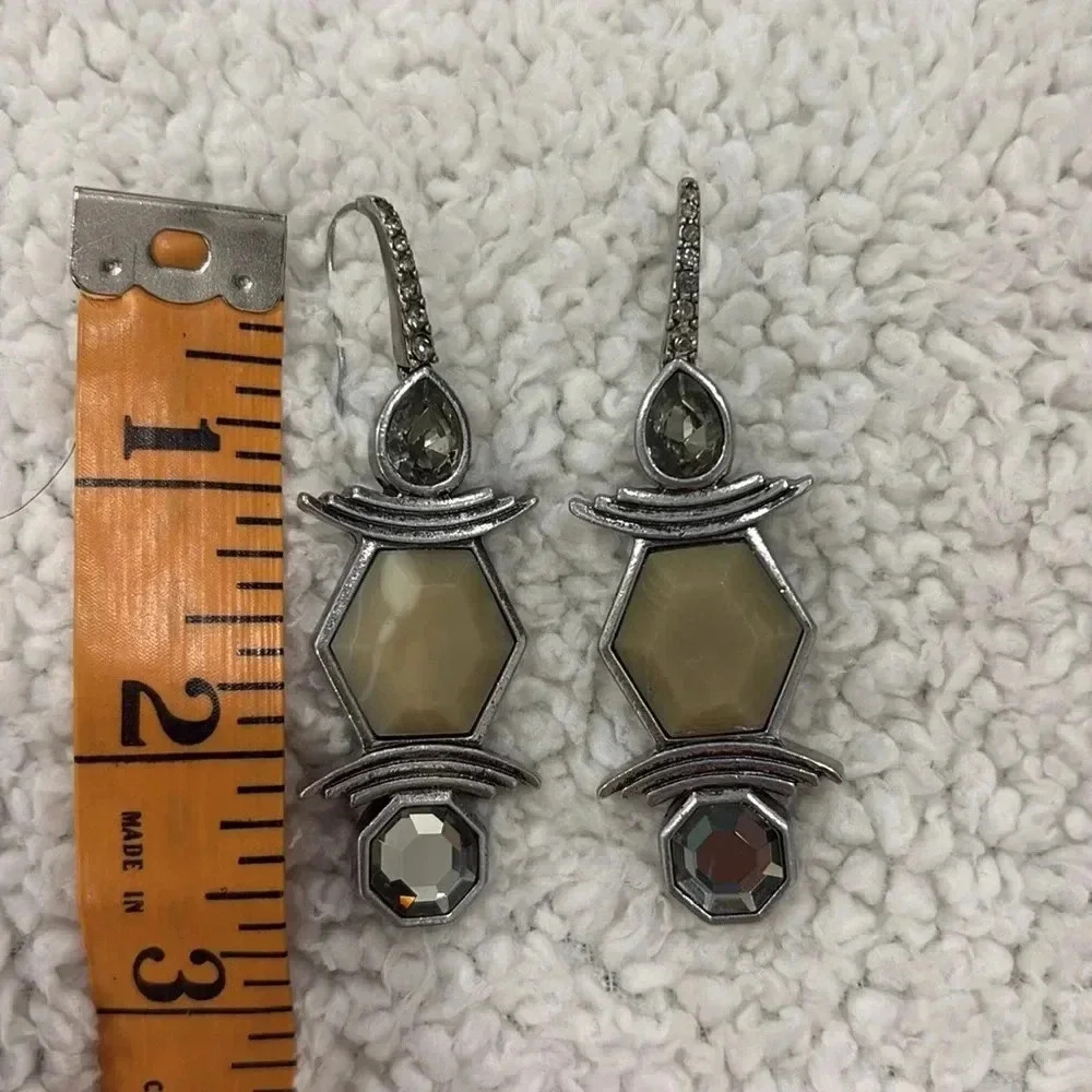 Pretty diamond, stone and metal earrings - Picture 7 of 7